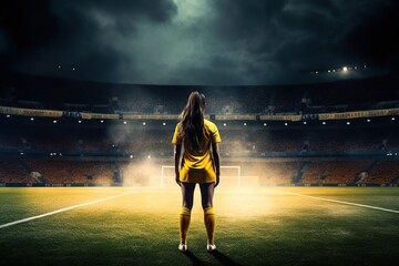 young soccer player woman at stadium Generative AI