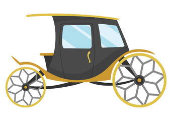 Carriage cartoon. Vintage transport with old wheels. Antique transportation of royal coach, chariot or wagon for traveling. Cab - wedding carriage. Retro cart icon design