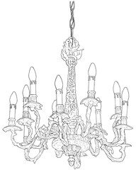 漫画風ペン画イラスト　西洋風_室内