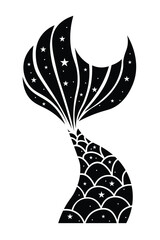 Black and white mermaid tail vector