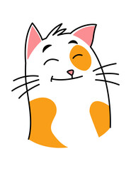 Cat expression. Cartoon pet with cute emotion, creative emoji of home animal. illustration of funny mood of cat with big eyes
