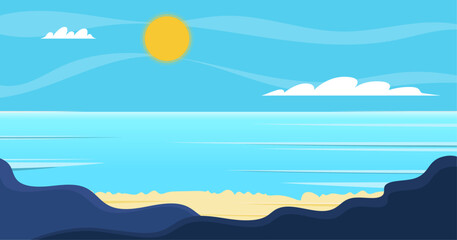 flat beach sea landscape background