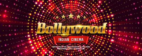 Bollywood indian cinema. Movie banner or poster with bright background. Vector illustration. - obrazy, fototapety, plakaty