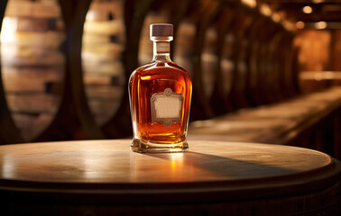 bottle_sitting_on_top_of_a_barrel_of_bourbon