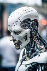 Fototapeta premium Menschlicher Roboter mechanische Technologie mit künstlicher Intelligenz