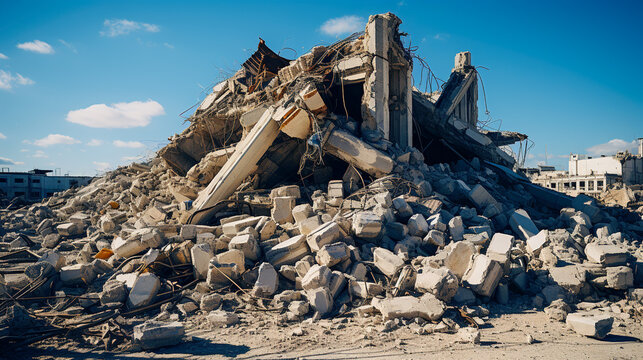 From Ruins to Renewal: a Demolished Building Debris in the Urban Landscape, Generative AI