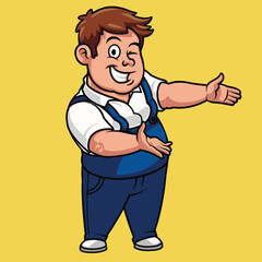 Chubby Handyman Cartoon Mascot