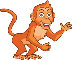 Cute Funny Brown Monkey Ape Cartoon