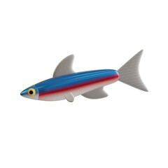 3d Neon Tetra. icon isolated on white background. 3d rendering illustration