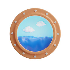 Obraz premium 3d Porthole. icon isolated on white background. 3d rendering illustration