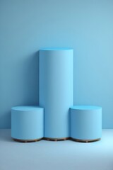 blue cylinder podium pedestal product display platform for product placement background