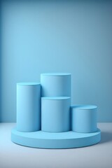 blue cylinder podium pedestal product display platform for product placement background