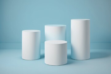 blue cylinder podium pedestal product display platform for product placement background