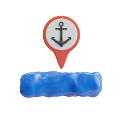 3d Anchor. icon isolated on white background. 3d rendering illustration