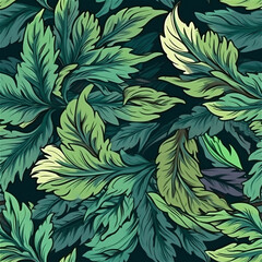 Naklejka na ściany i meble Seamless pattern abstract background organic design of tropical leaves. Modern colorful tropical floral pattern. AI generated.