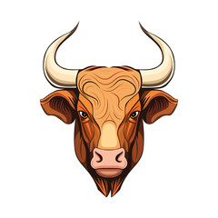 Bull head logo design. Abstract drawing bull face. Cute bull face with horns.