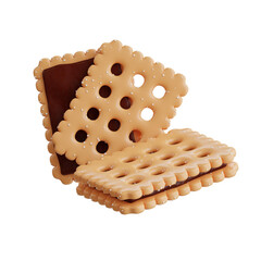3d Biscuit. icon isolated on white background. 3d rendering illustration