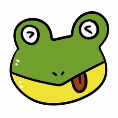 Cute green frog cartoon character isolated on white background