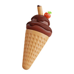 3d Ice Cream. icon isolated on white background. 3d rendering illustration