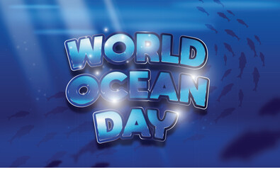 World ocean day text effect editable 