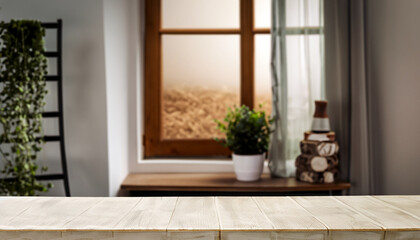 Desk of free space and home interior.