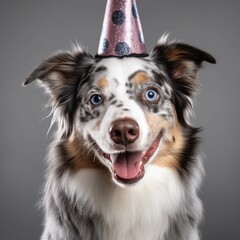 happy dog with birthday cap, AI generative