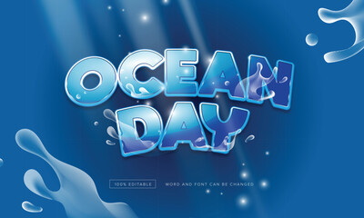 World ocean day text effect editable 