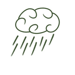 weather themed illustration, cloud, overcast, rain, water, lightning, cloudy, temperature, thermometer, lightning bolt, compass, wind, star, half moon, snow, umbrella, mountain, boat, drizzle, rainbow