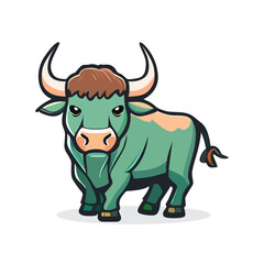 Bull logo design. Cute bull isolated. Image of a bull with horns in flat style