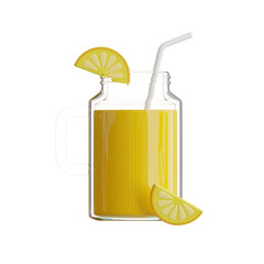 3d Lemonade. icon isolated on white background. 3d rendering illustration