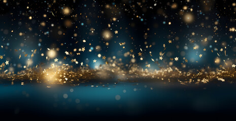 Blue and Gold Glitters Background