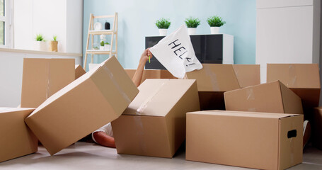 Funny Moving Accidents. Falling Cardboard Boxes
