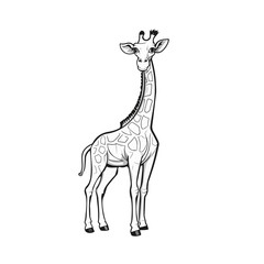 Black and white giraffe vector illustration isolated on white background