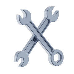 3D Wrenches. icon isolated on white background. 3d rendering illustration