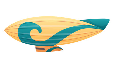 Zeppelin passenger airship. Bright colored cigar shaped balloon or retro zeppelin with stripes cabin for people elongated. Huge balloon with helium for free travel tourism.  cartoon art © designer_things