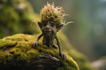 Troll creature in green magic forest - obrazy, fototapety, plakaty