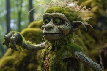 Troll creature in green magic forest