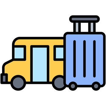 Field Trip Icon, High School Related Vector Illustration