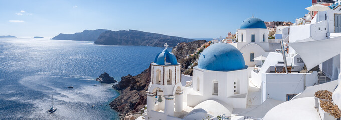Oia panorama, Santorini island, Greece - obrazy, fototapety, plakaty