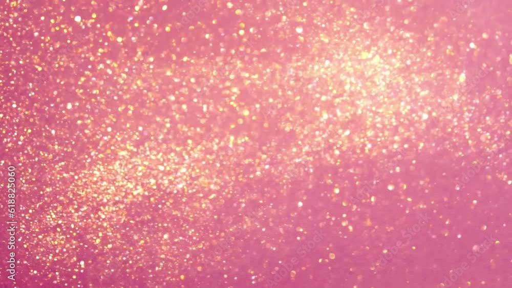 Canvas Prints abstract background of moving gold particles in pink fluid. magic gold sparkling glitter smooth moti