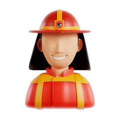 3D Firefighter .icon isolated on white background. 3d rendering illustration