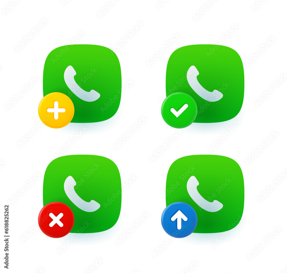 Aufkleber Cellphone call icon set with different pictograms. 3d vector icons set