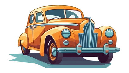Retro car on white background. Cute image of car.