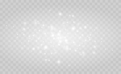 White png dust light. Bokeh light lights effect background. Christmas background of shining dust Christmas glowing light bokeh confetti and spark overlay texture for your design.