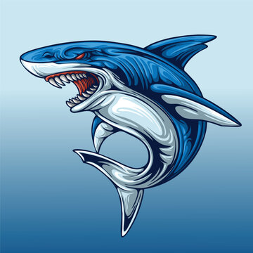 Blue Sharks Mascot Logo template