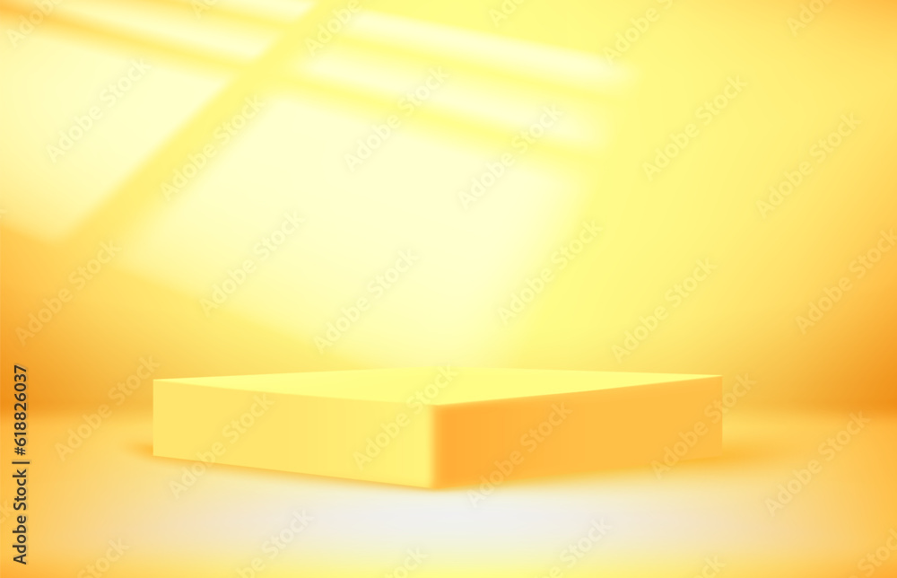 Aufkleber bright studio with sun flare of the window. 3d vector illusration with shadow overlay effect