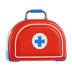 Obraz premium 3D First Aid Kit icon isolated on white background. 3d rendering illustration