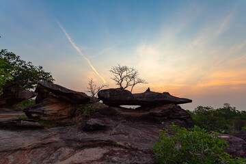 .scenery sunrise at weird shaped rock..These stones have been meticulously formed by nature to...