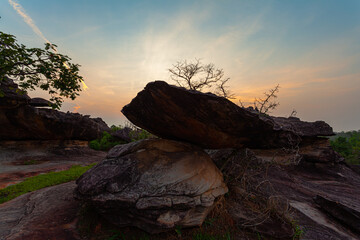 .scenery sunrise at weird shaped rock..These stones have been meticulously formed by nature to...