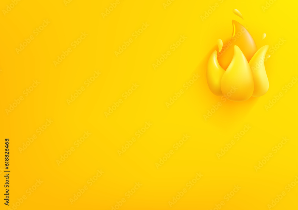 Poster vector wallpaper with flame icon. 3d vector background with copy space